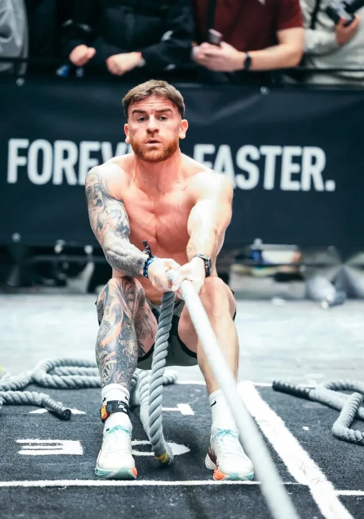 Micheal D battle rope conditioning at HYROX