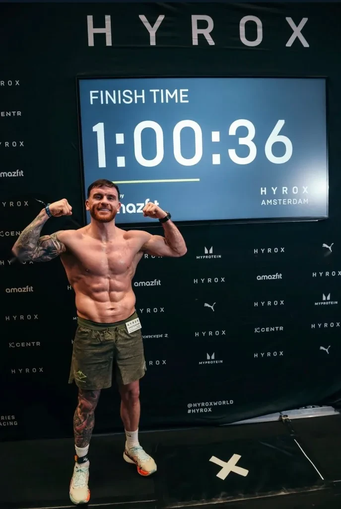Micheal D finishing HYROX Amsterdam in 1:00:36